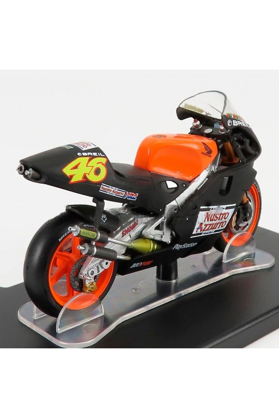 Miniatura 1:18 moto Honda NSR 500 Valentino Rossi, prueba Valencia año 2000